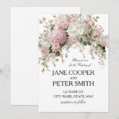 Pastel hydrangea's en rozen Budget Bruiloft Kaart (Voorkant / Achterkant)