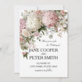 Pastel hydrangea's en rozen Budget Bruiloft Kaart (Voorkant)
