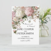 Pastel hydrangea's en rozen Budget Bruiloft Kaart (Staand voorkant)