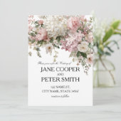 Pastel hydrangea's en rozen. Budget Bruiloft Kaart (Staand voorkant)