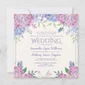 Pastel Hydrangeas - Floral Wedding Kaart (Voorkant)