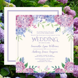 Pastel Hydrangeas - Floral Wedding Kaart