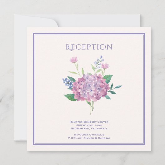 Pastel Hydrangeas - Floral Wedding Kaart (Achterkant)