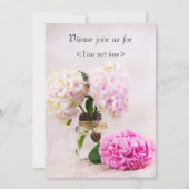 Pastel Hydrangeas in Mason Jar Birthday Invite Kaart (Voorkant)