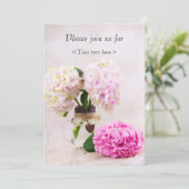 Pastel Hydrangea's in Mason Jar verjaardagsuitnodi Kaart (Staand voorkant)