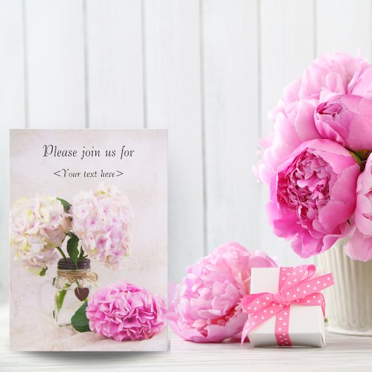 Pastel Hydrangea's in Mason Jar verjaardagsuitnodi Kaart