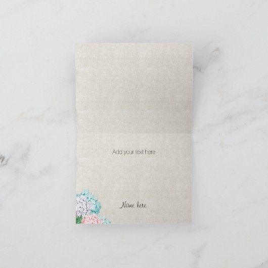 Pastel Hydrangeas Weddenschap Foto Bedankkaart (Binnen)