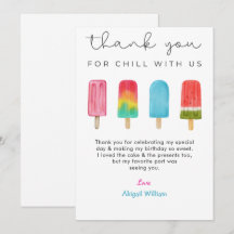 Pastel Ice Cream Birthday Thank You cards 
