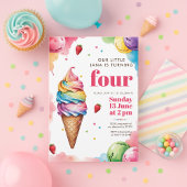 Pastel Ice Cream Cone Birthday | Girl’s Sweet  Kaart