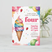 Pastel Ice Cream Cone Birthday | Girl’s Sweet  Kaart (Staand voorkant)