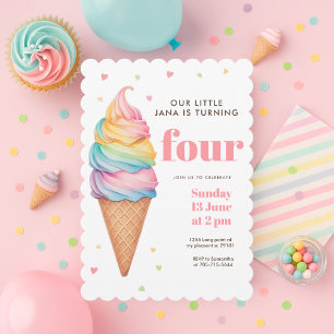 Pastel Ice Cream Cone Verjaardag   Meisje is lief Kaart