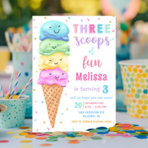 Pastel Ice Cream Drie Scoops van Fun Verjaardag