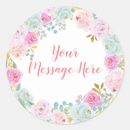 Pastel Ice Cream Floral Waterverf Message Sticker