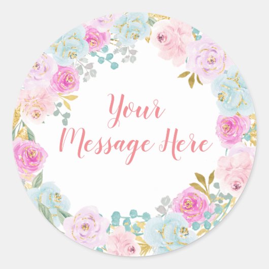 Pastel Ice Cream Floral Waterverf Message Sticker (Voorkant)