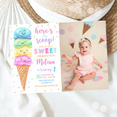 Pastel Ice Cream Hier is de Scoop Verjaardag Foto Kaart