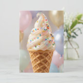 Pastel Ice Cream Party Kaart (Staand voorkant)