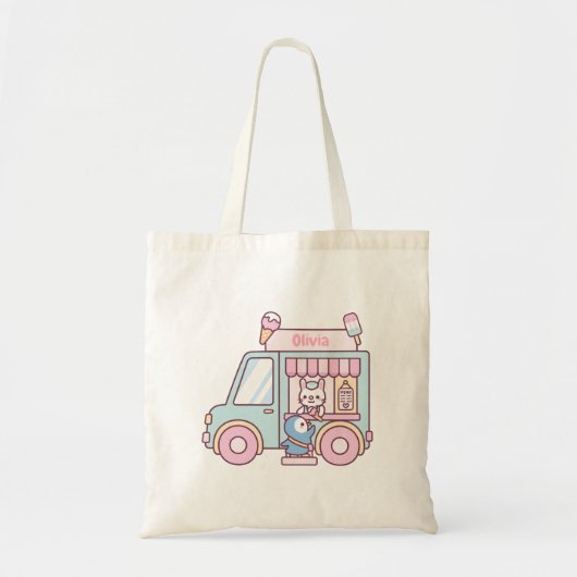 Pastel Ice Cream Truck Bunny and Penguin canvas ta Tote Bag (Voorkant)