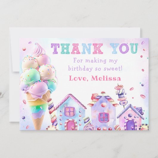 Pastel Ice Cream Verjaardag Dank u kaart (Voorkant)