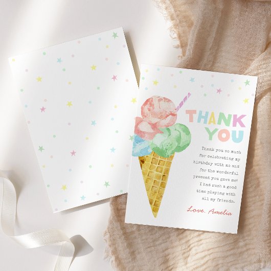 Pastel Ice Cream Verjaardag Dank u kaart
