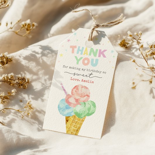 Pastel Ice Cream Verjaardag Favoriet Tag Cadeaulabel