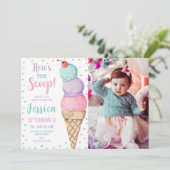Pastel Ice Cream Verjaardag Foto Kaart (Staand voorkant)