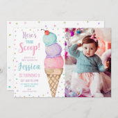 Pastel Ice Cream Verjaardag Foto Kaart (Voorkant / Achterkant)