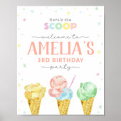 Pastel Ice Cream Verjaardag Welkomstbord Poster (Voorkant)