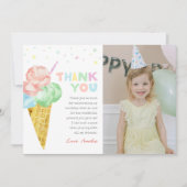 Pastel Ice Cream Verjaardagsfoto Dank u kaart (Voorkant)