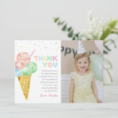 Pastel Ice Cream Verjaardagsfoto Dank u kaart (Staand voorkant)