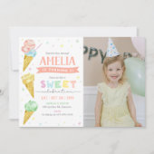 Pastel Ice Cream verjaardagsfoto uitnodiging (Voorkant)