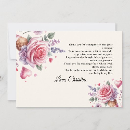Pastel Ice Cream Vrijgezellenfeest Dank u kaart (Achterkant)