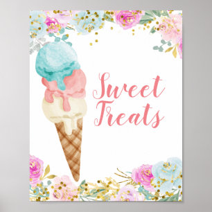 Pastel Ice Cream waterverf Sweet Trets-teken Poster