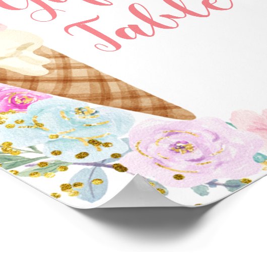 Pastel Ice crème Floral Gifts Table Sign Poster (Hoek)