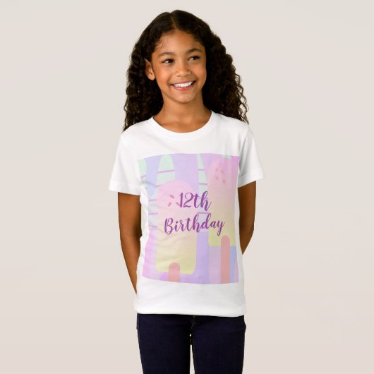 Pastel Ice Pop Ice Cream Birthday T-shirt (Voorkant volledig)