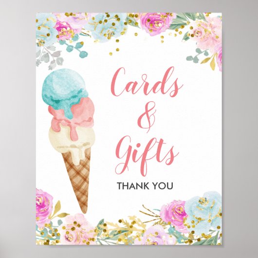 Pastel ijs floral Cards & Gifts bord Poster (Voorkant)