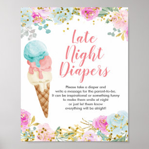 Pastel-ijs Floral laat-nachtschilfers Poster