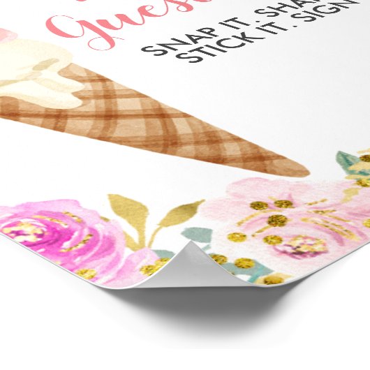 Pastel Ijs Florale Waterverf Foto Guestbook Poster (Hoek)