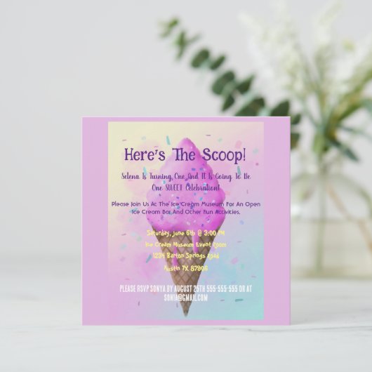 Pastel Ijs Kegel druipen Kaart (Staand voorkant)