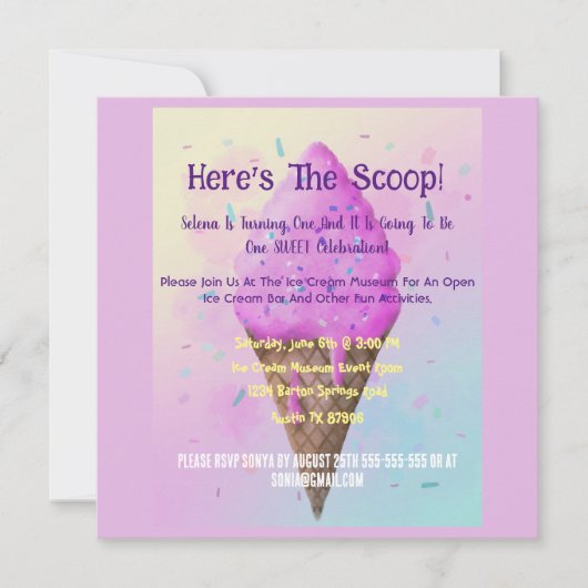 Pastel Ijs Kegel druipen Kaart (Voorkant)