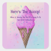 Pastel Ijs Kegel druipen Vierkante Sticker (Voorkant)