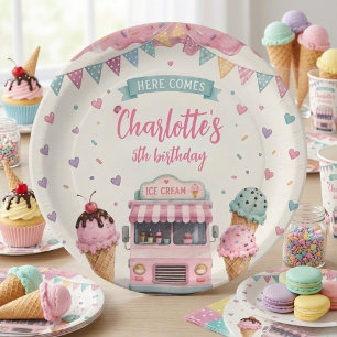 Pastel Ijsauto Verjaardag Zoet Papieren Bordje