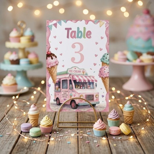 Pastel Ijsauto Verjaardagsfeestje Kaart