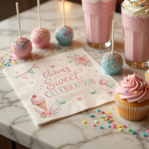 Pastel Ijsje Verjaardag   Zoete Viering Servet