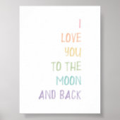 Pastel Ik hou van je naar de maan en terug print (Voorkant)