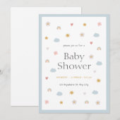 Pastel Illustratief Baby shower Kaart (Voorkant / Achterkant)