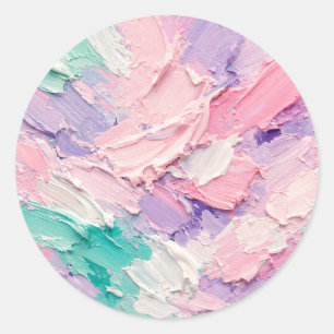Pastel Impasto Kwaststreek Abstract Ronde Sticker