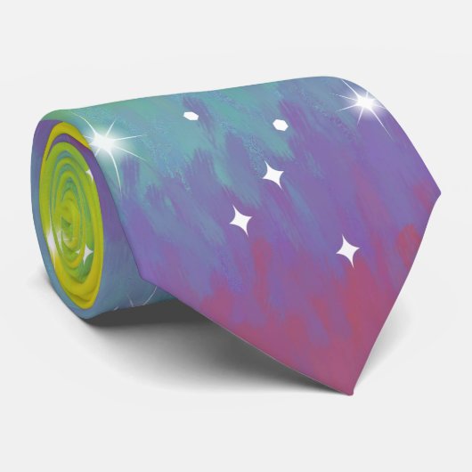 Pastel Impressionist Rainbow Sparkle Celebration Stropdas (Opgerold)