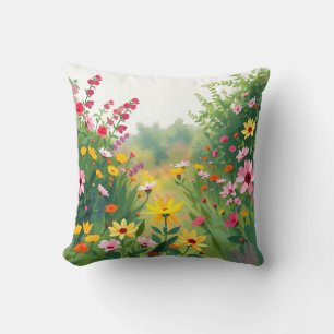 Pastel impressionistische levendige tuin kussen