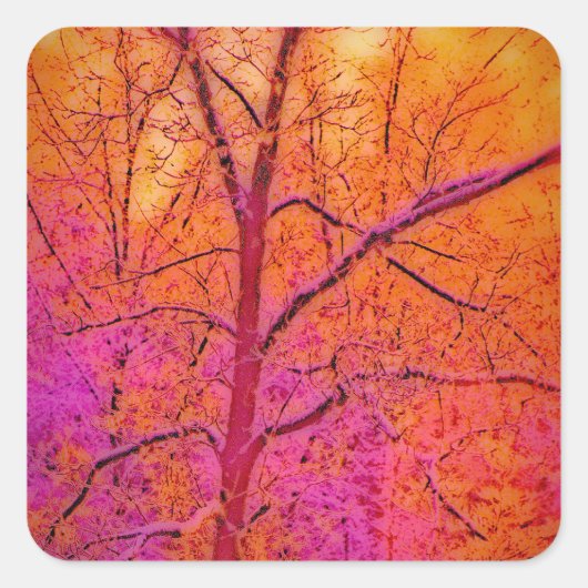 Pastel impressionistische sneeuwscène vierkante sticker (Voorkant)