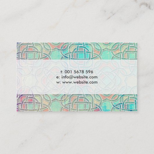Pastel Infinite Celtic Knot Pattern Visitekaartje (Achterkant)